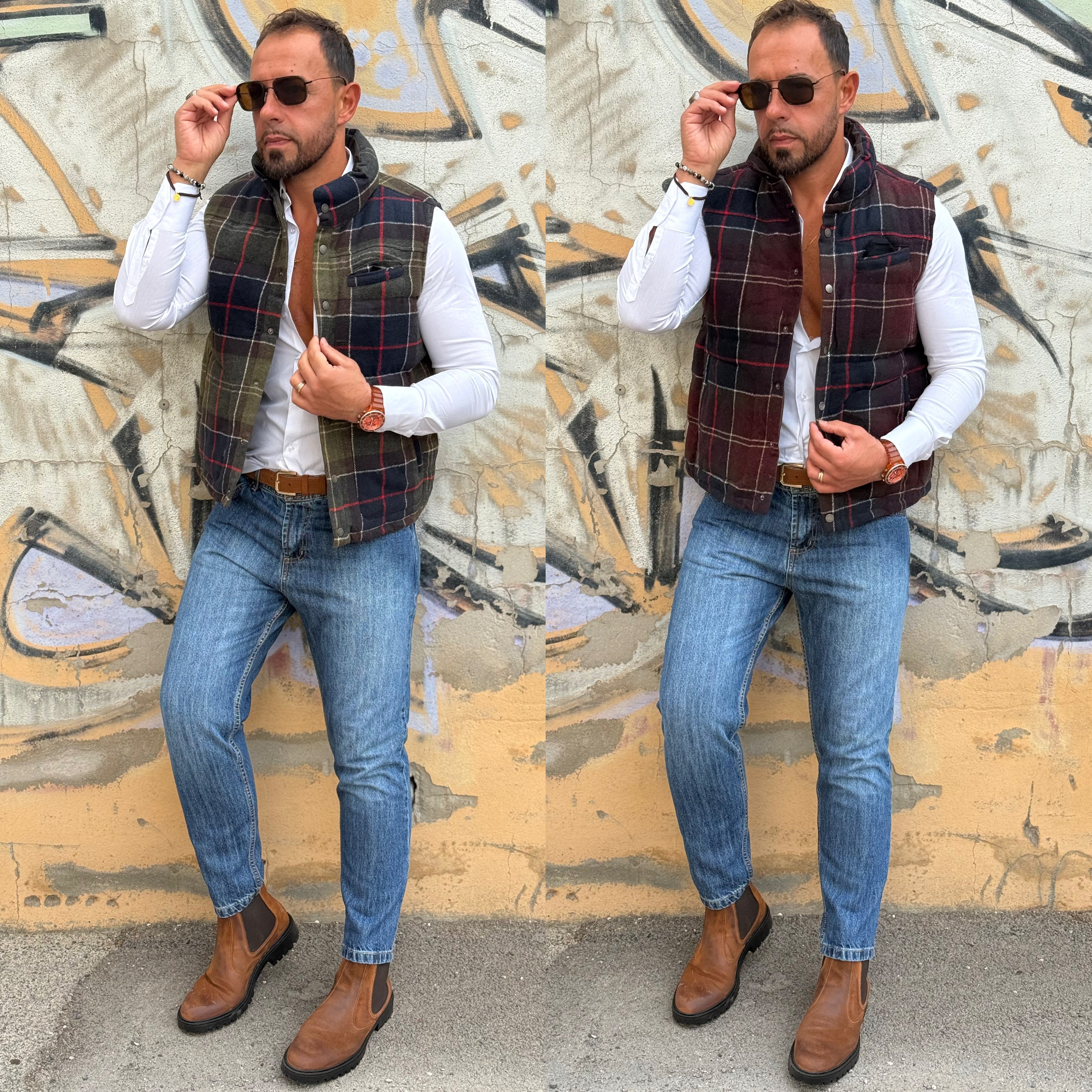 Giubbino smanicato double face Galles