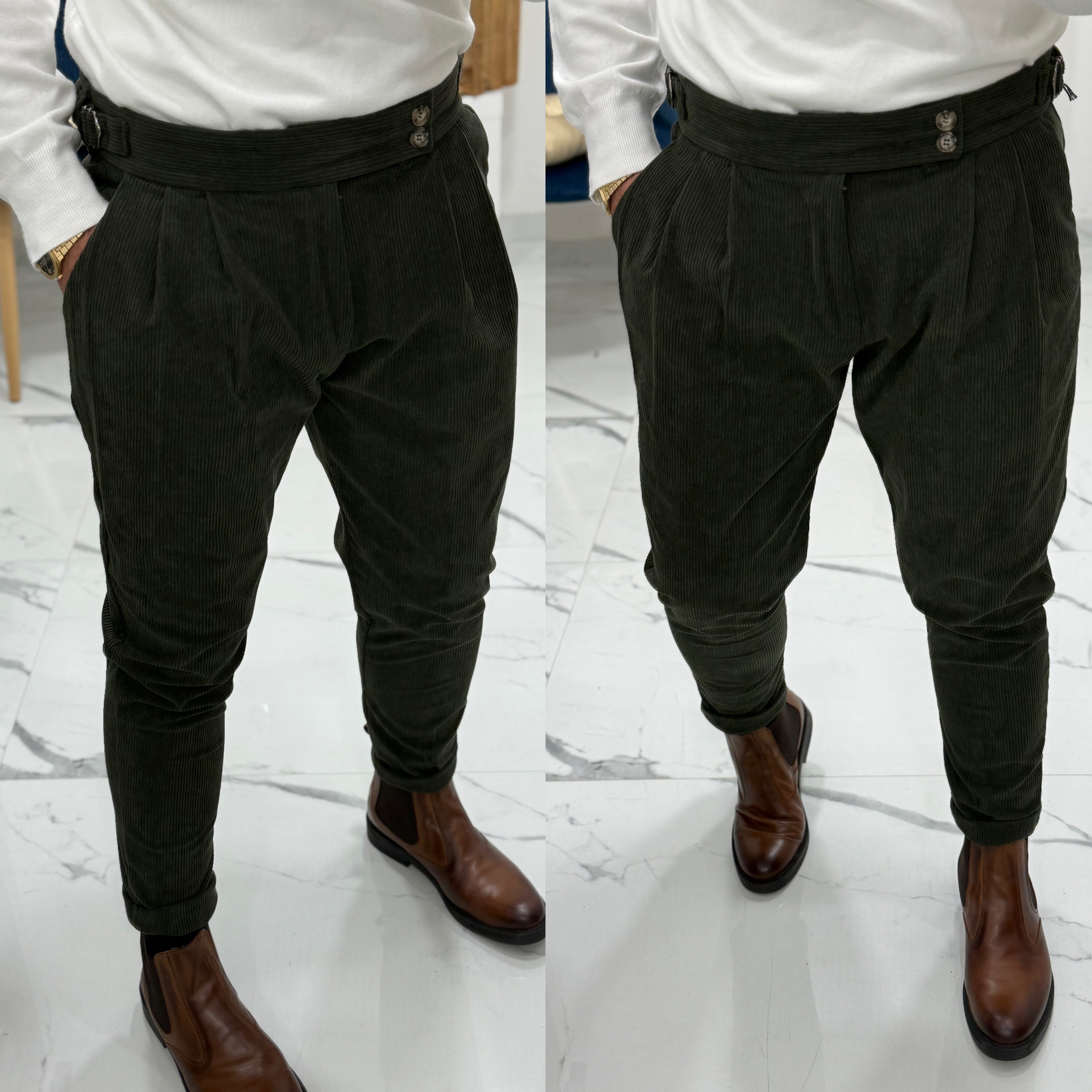 Pantalone vita alta in velluto Telamira