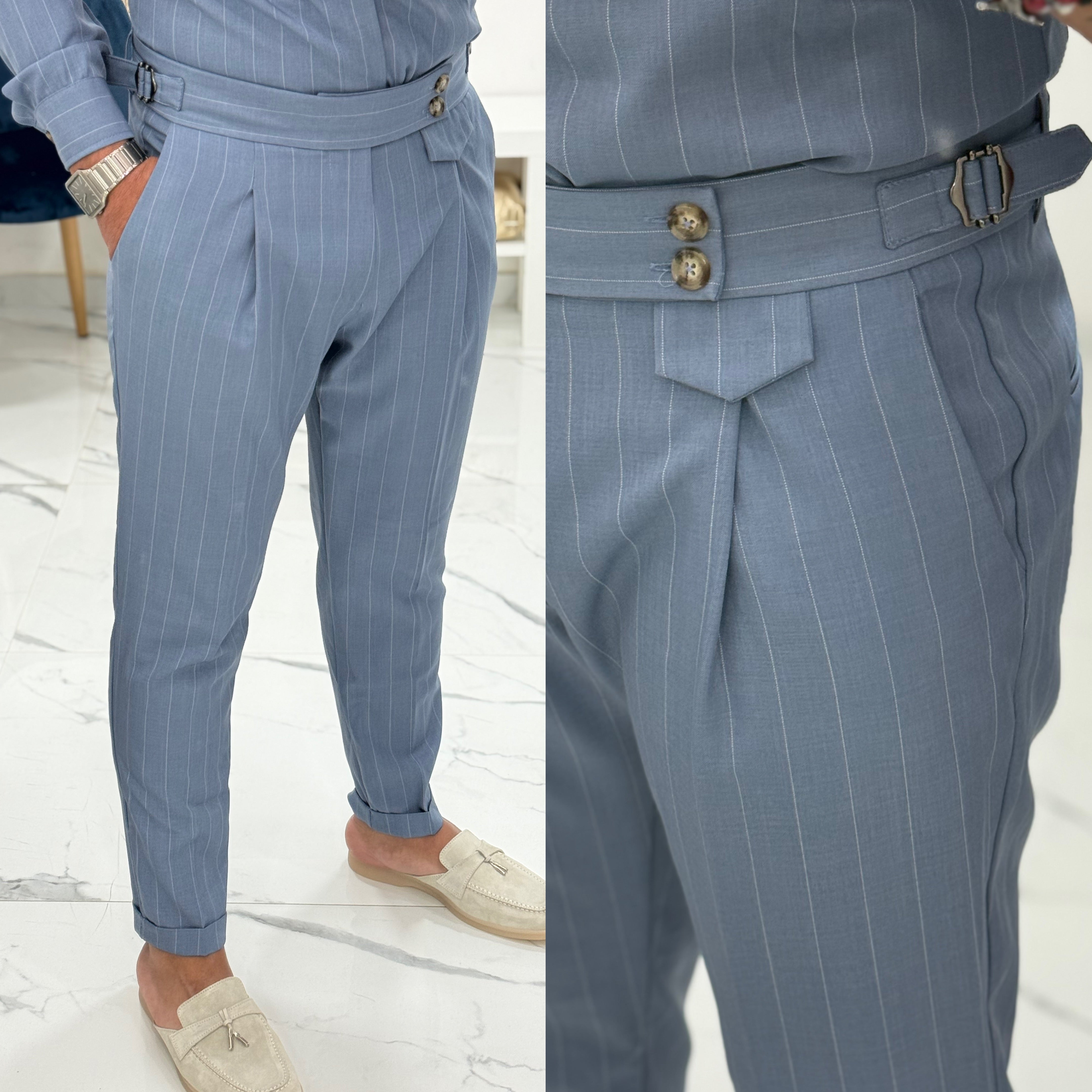 Coordinato gessato camicia e pantalone Paris