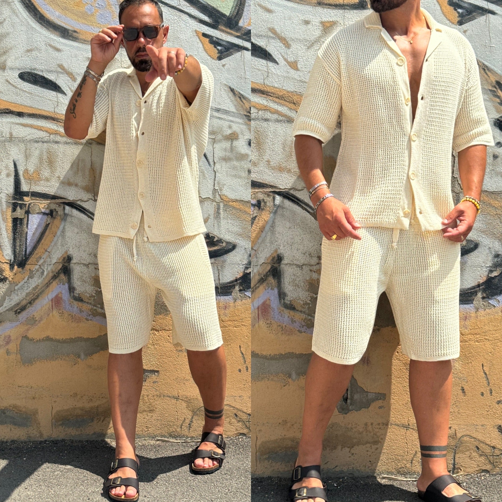 Coordinato camicia e bermuda Traforato mykonos