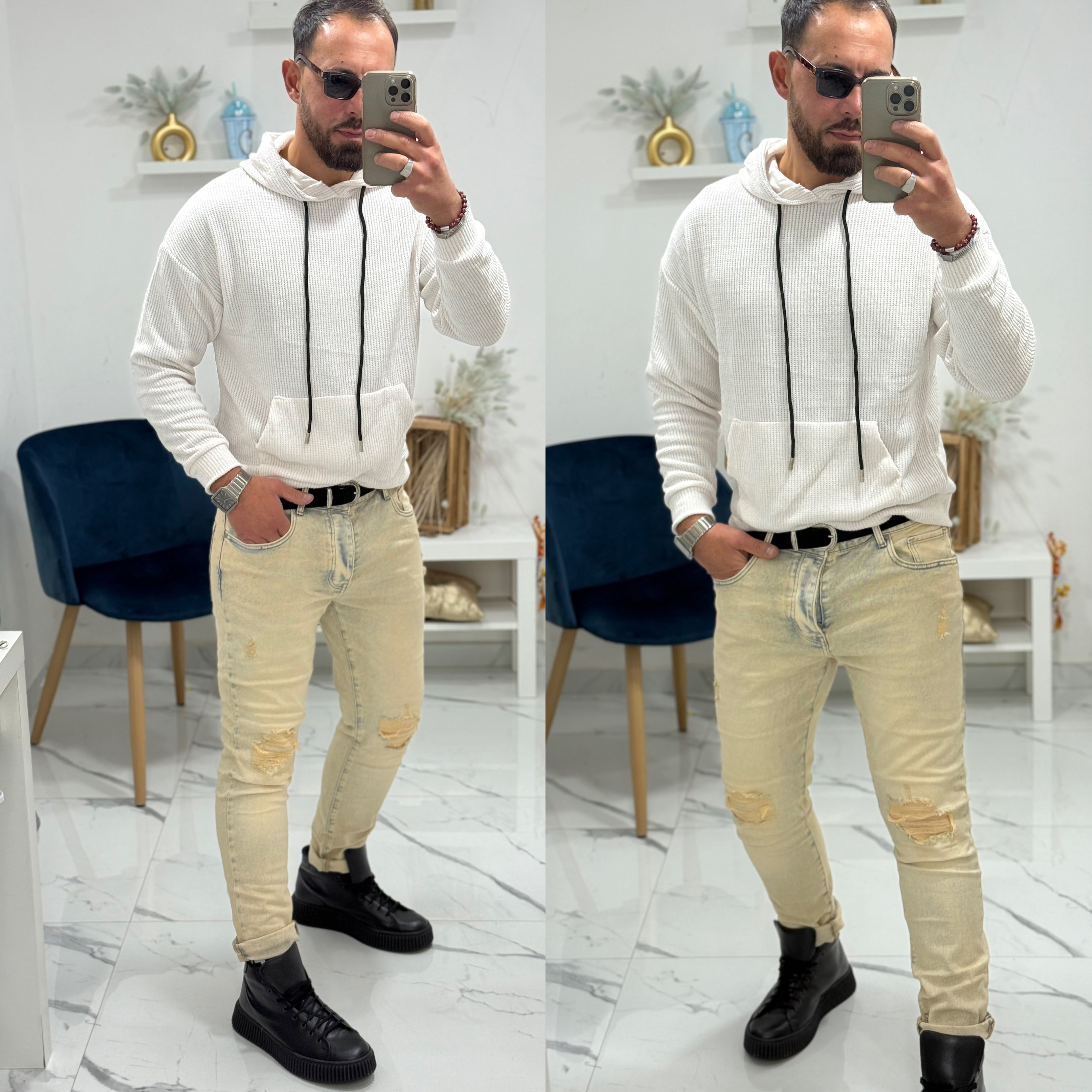 Felpa in ciniglia con cappuccio maglione London