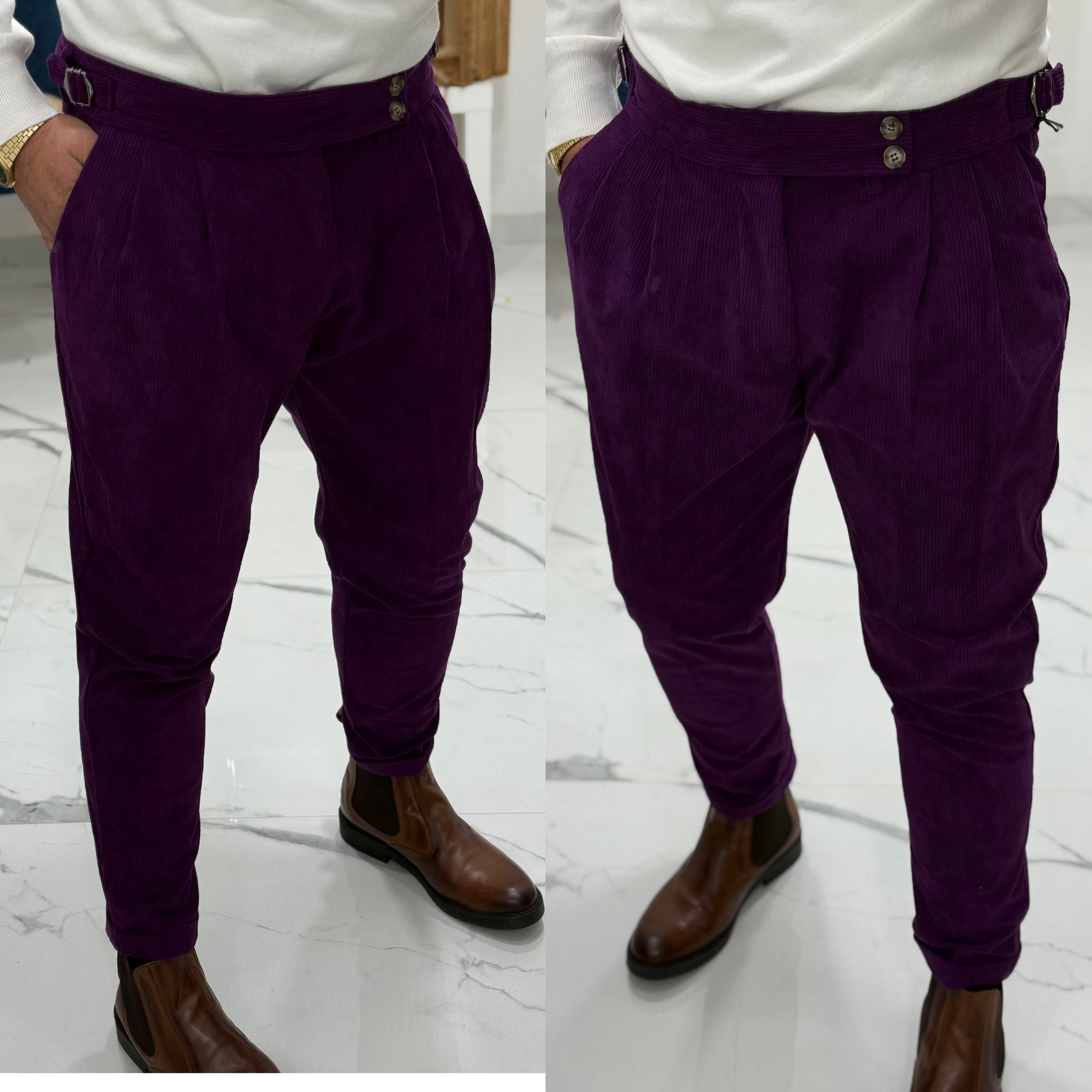 Pantalone vita alta in velluto Telamira