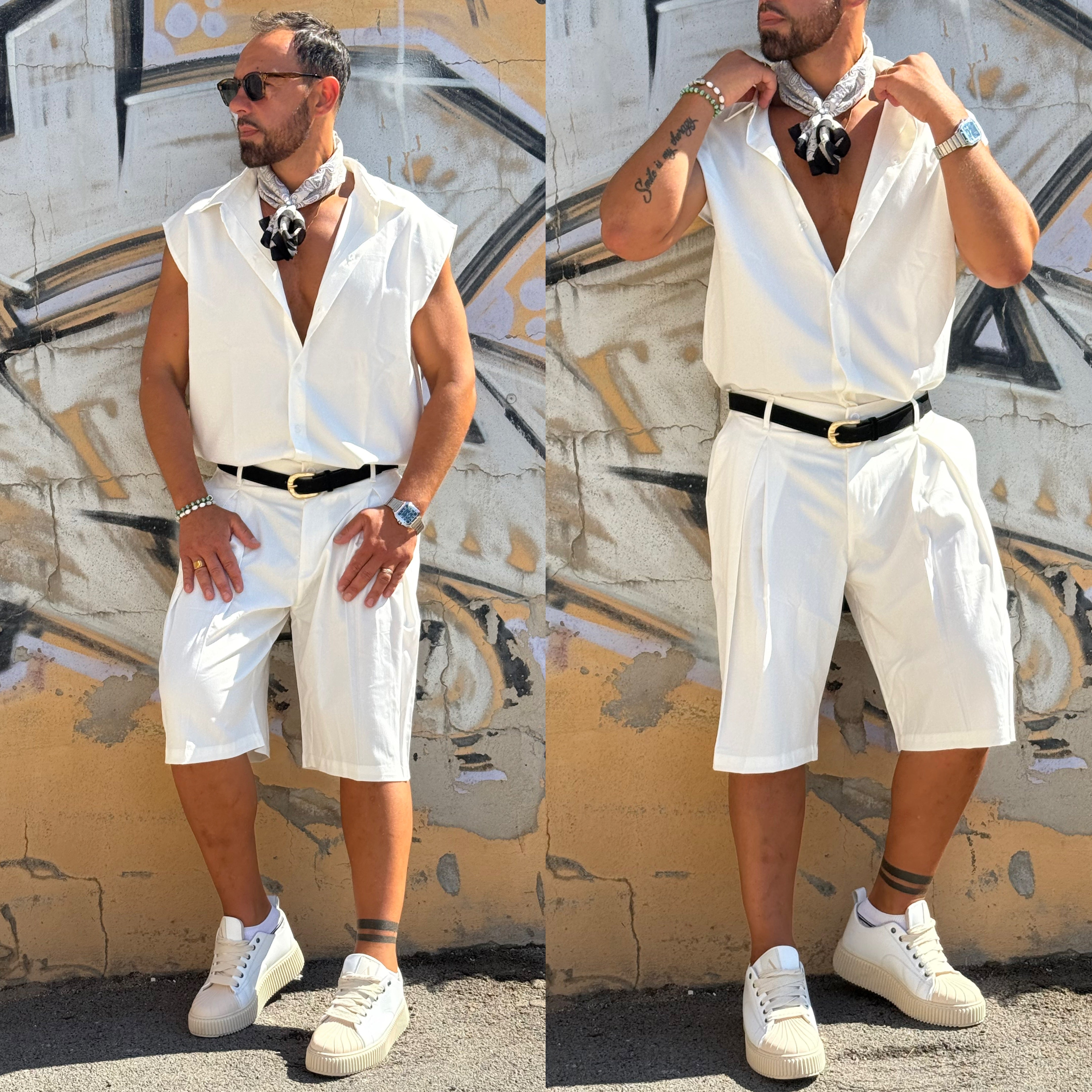 Coordinato camicia smanicata e bermuda SUNSET