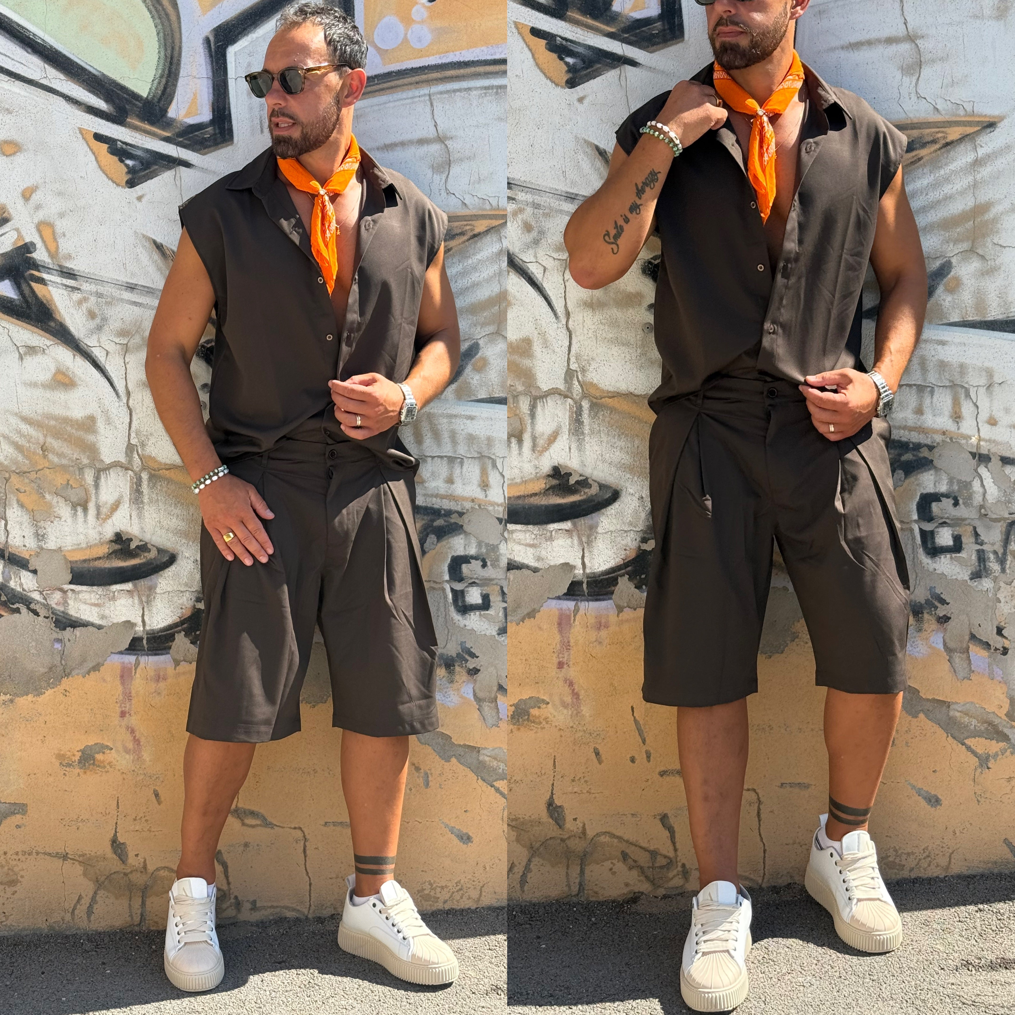 Coordinato camicia smanicata e bermuda SUNSET