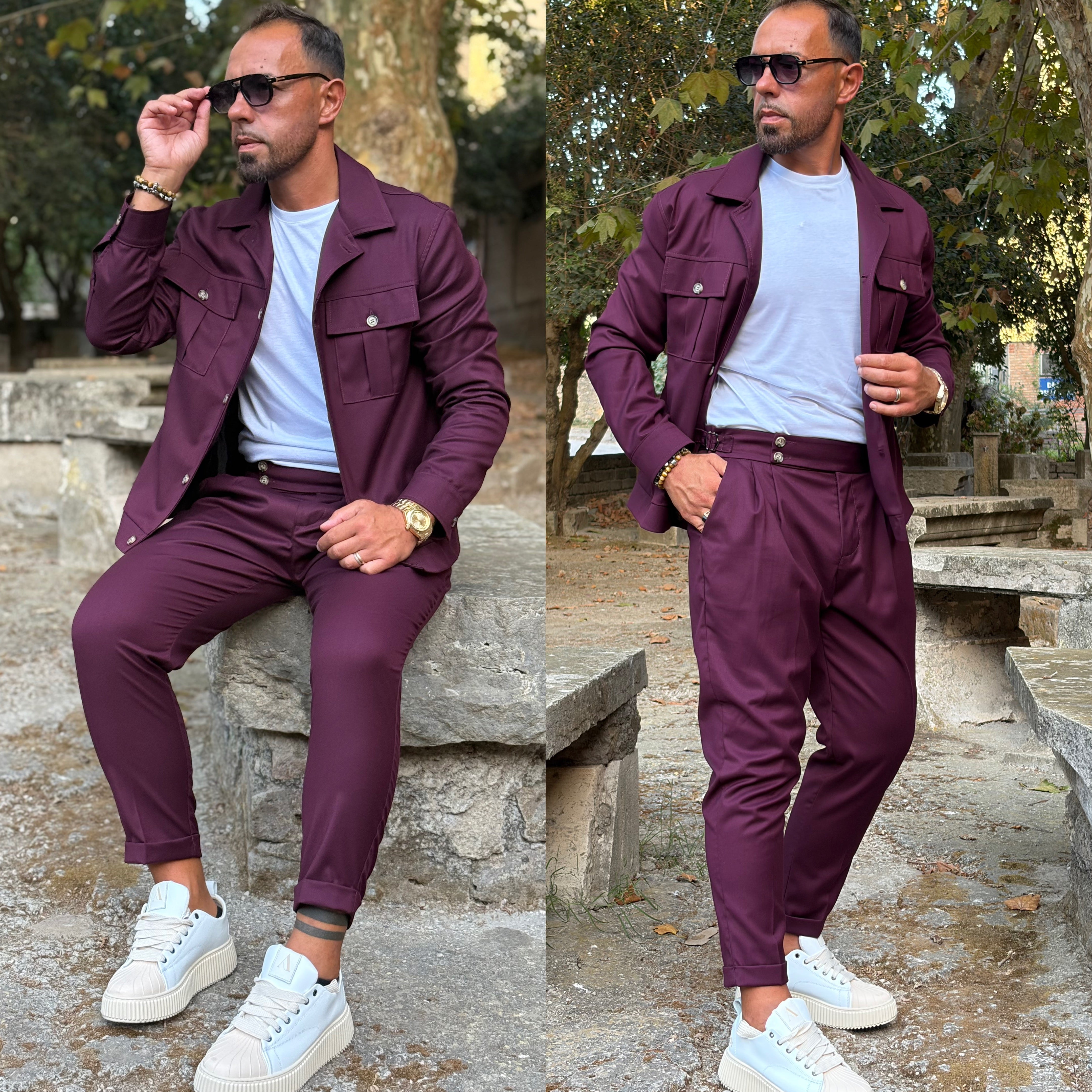 Coordinato sariano limited pantalone vita alta e giacca zaffiro