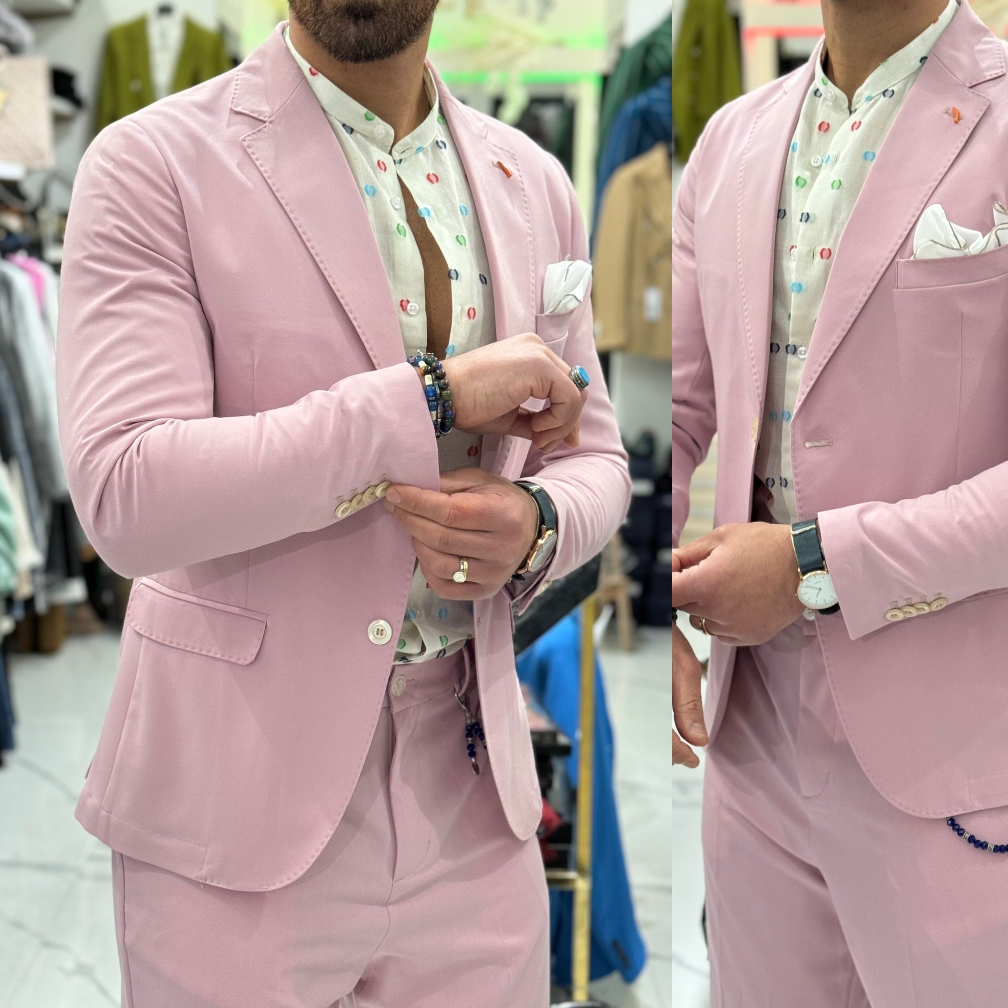 Abito sartoriale Monopetto rosa Overd