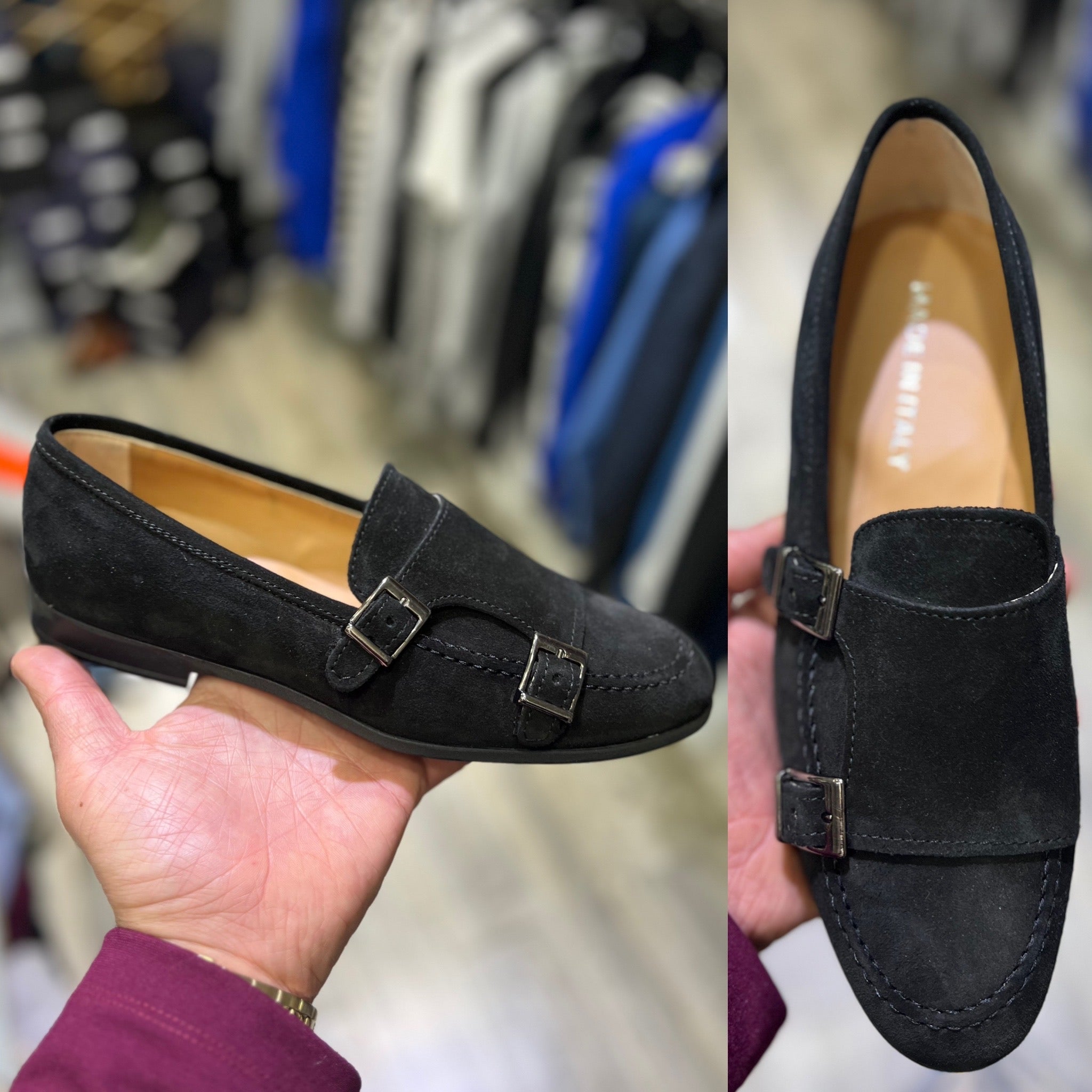 Mocassino doppia fibia in camoscio scarpe italian