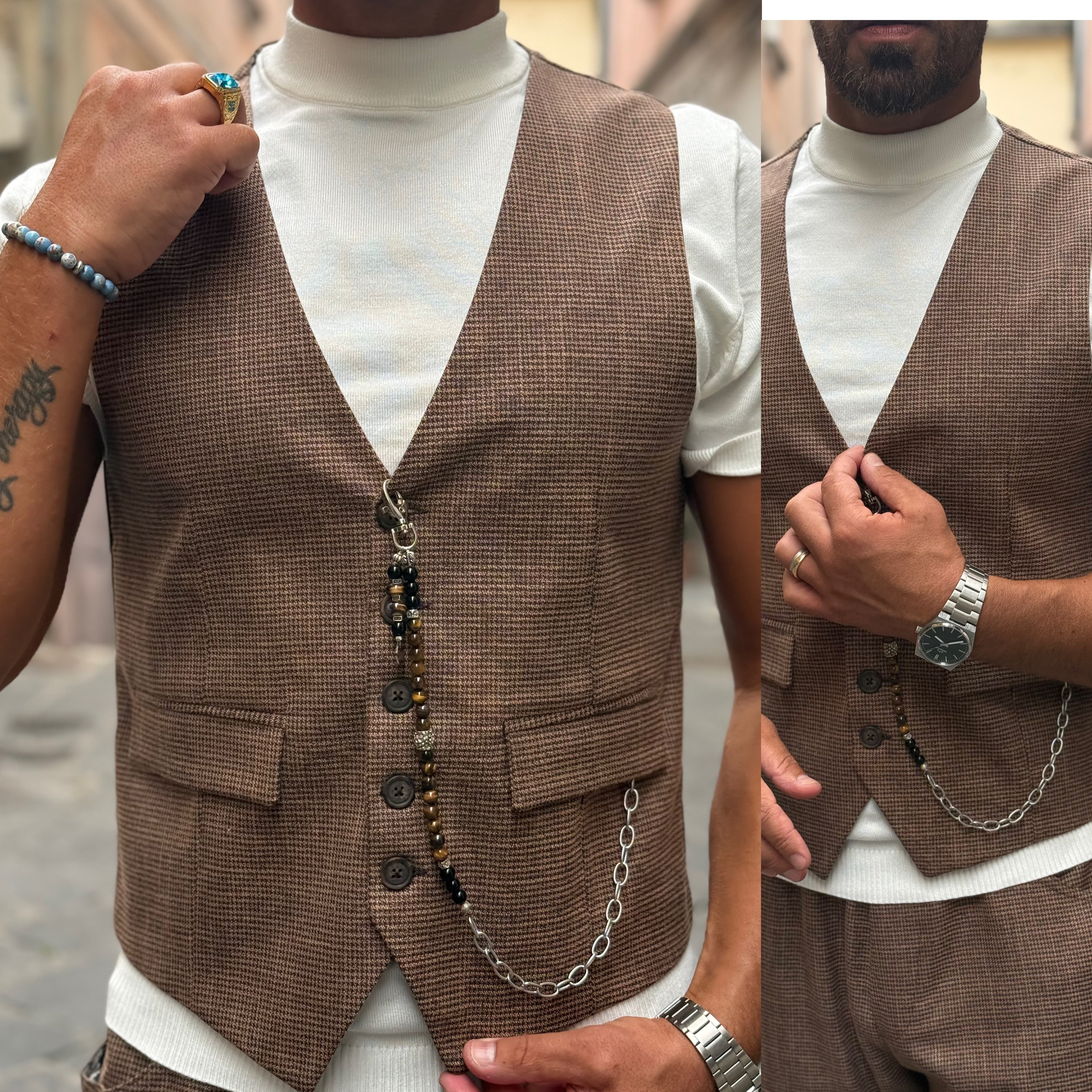 Coordinato gilet e pantalone quadri Overd