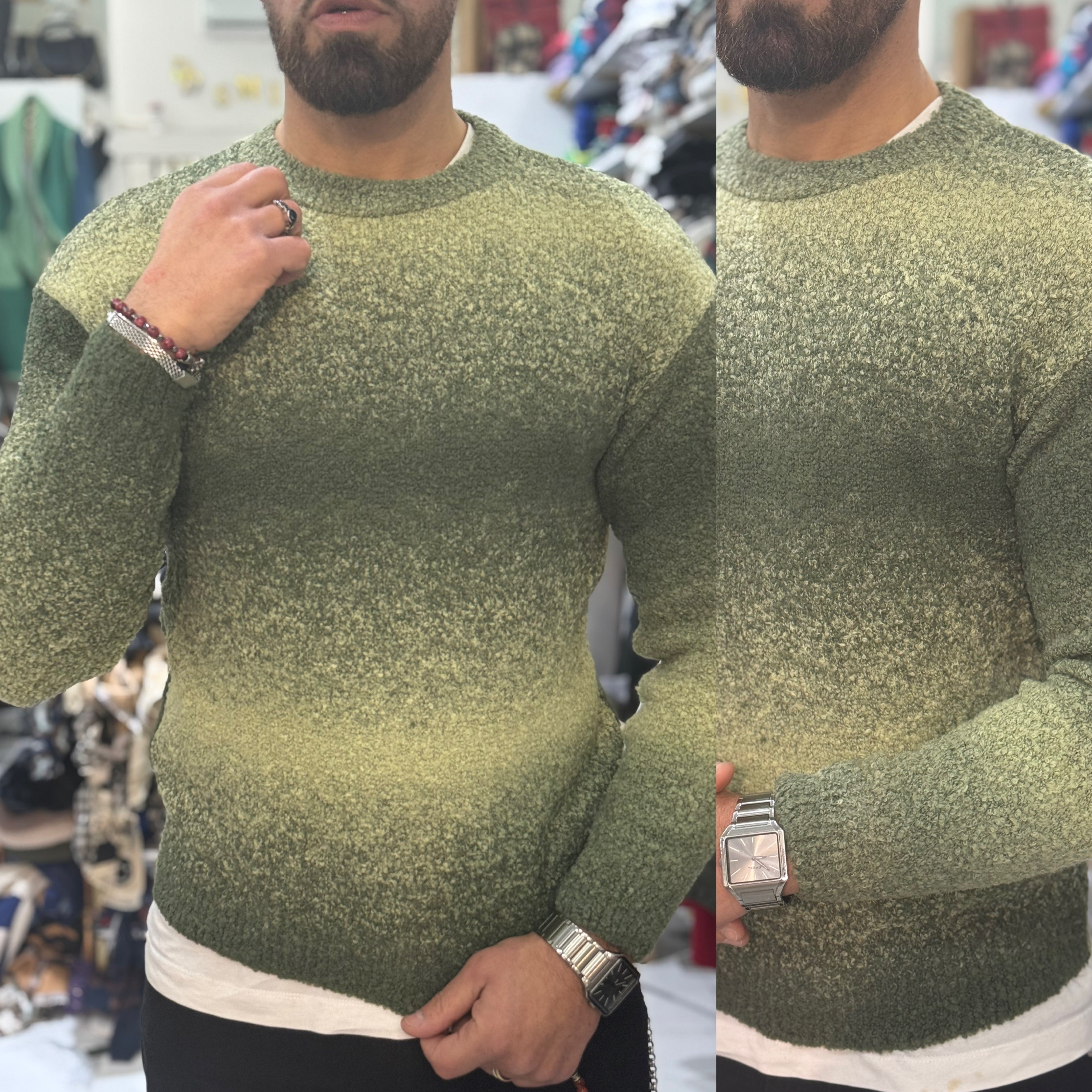 Maglione girocollo sfumato bouclé