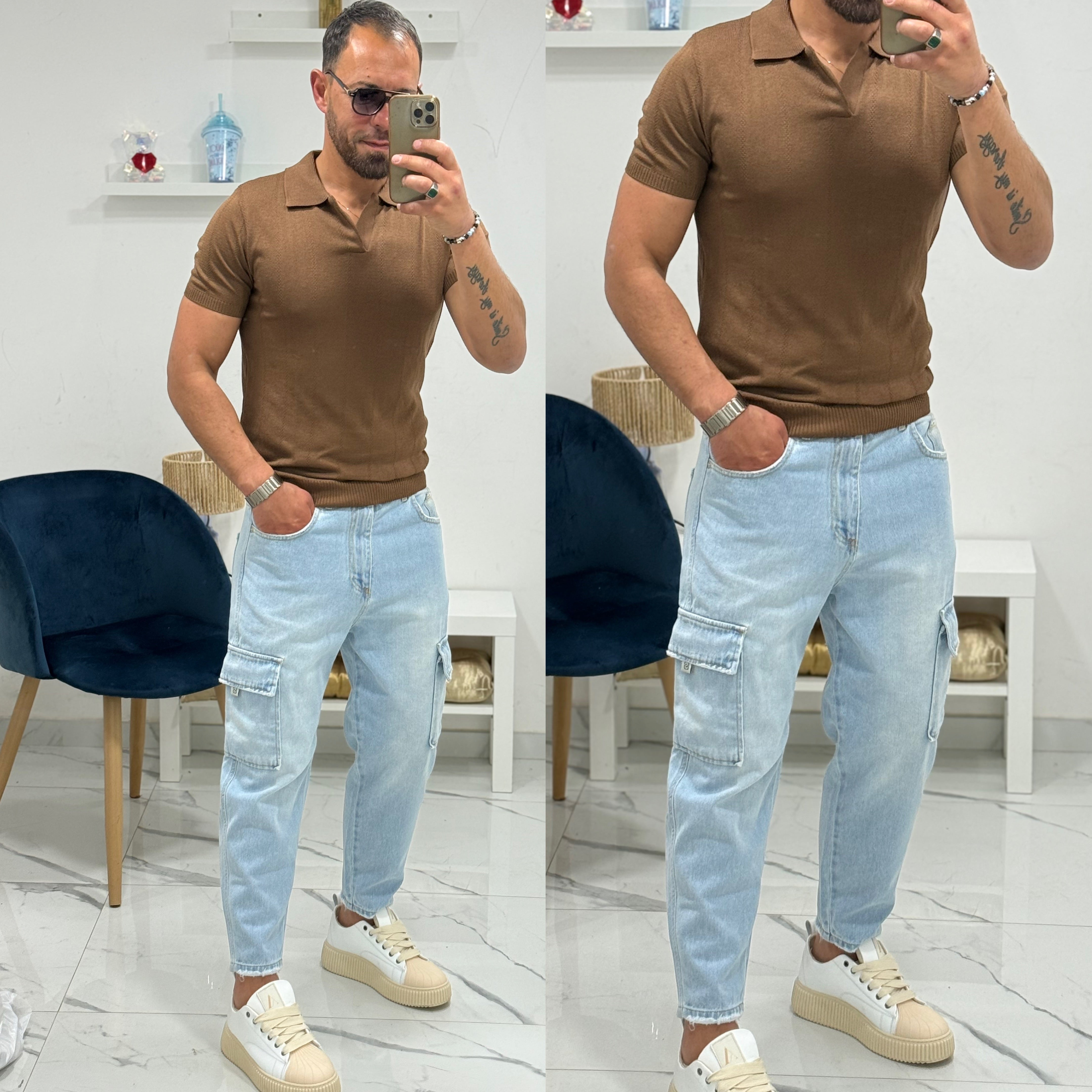 Polo di filo senza bottoni Slim Milan